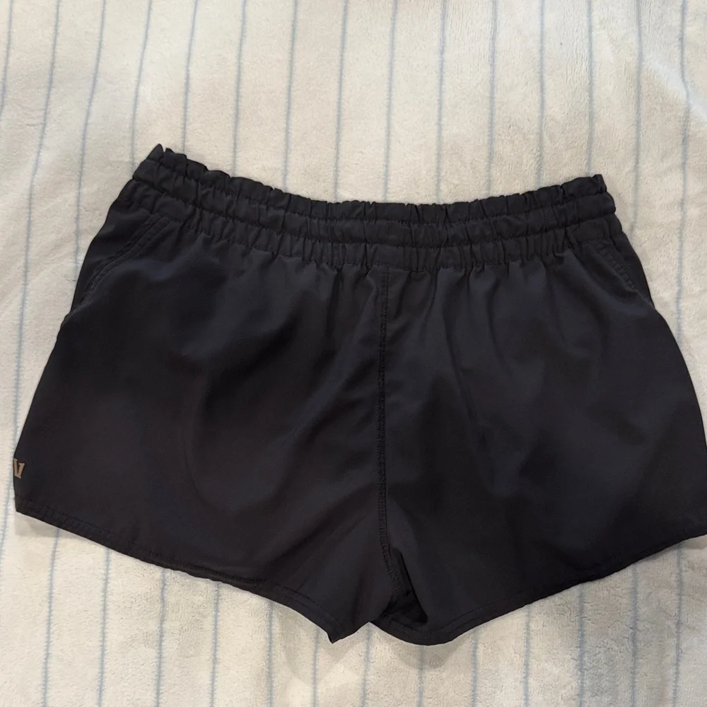 Vuori Women's Black Athletic Shorts with White Drawstring - Picture 2 of 2